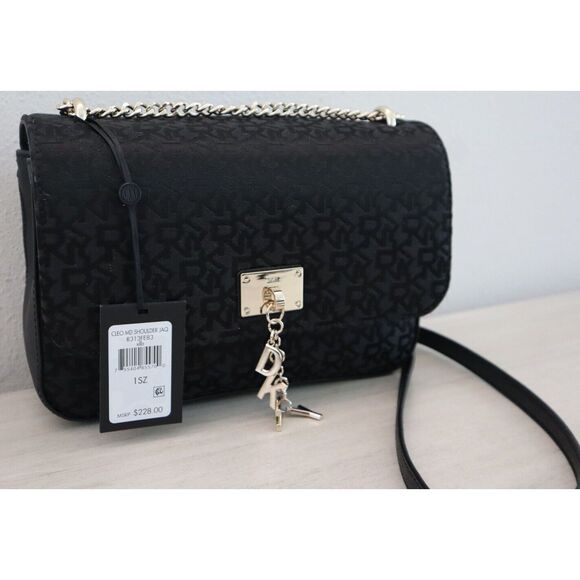 DKNY R313FE83 Women's Black Cleo Jacquard Print Chain Strap Shoulder Bag - Picture 6 of 16